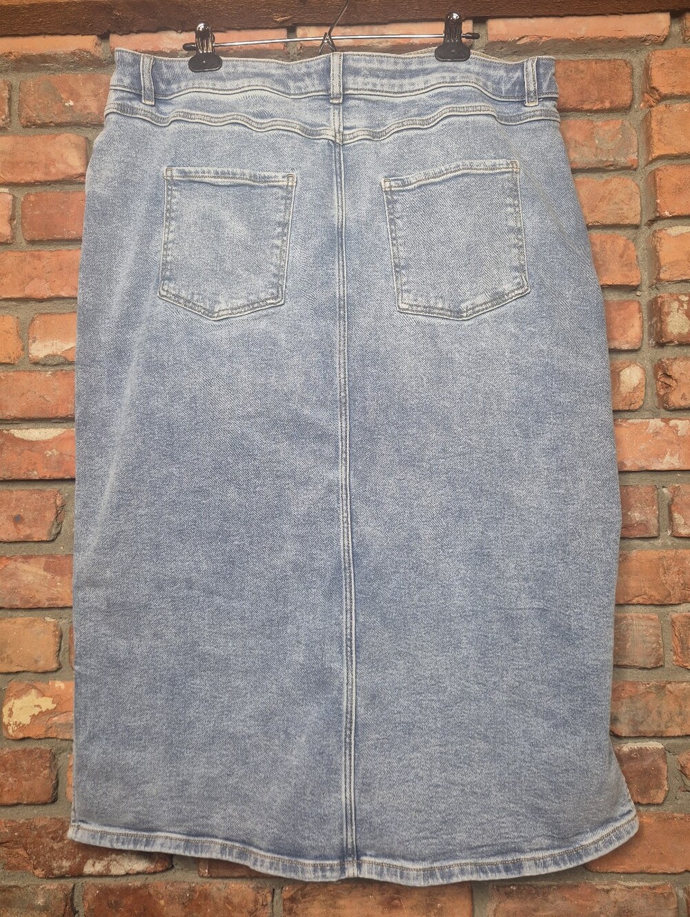 Joe Fresh Stretch Denim Midi Skirt Plus Size 16W Side Slit Blue Jean Skirt - Picture 6 of 9